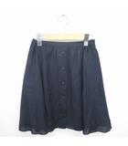 エフデ ef-de スカート フレア ミニ ウール混 無地 シンプル 薄手 7 紺 ネイビー /TT4