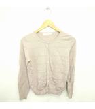 エフデ ef-de カーディガン ニット 丸首 ビジューボタン 長袖 9 ベージュ 薄茶 /TT4