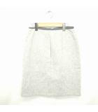 スカート タイト ひざ丈 バックジップ ウール 無地 シンプル 2 グレー 灰 /TT2