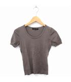 ニット セーター Uネック 半袖 無地 シンプル ウール 2 グレージュ /FT14