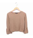 ニット セーター ボートネック ウール混 薄手 ベルスリーブ 長袖 2 茶 ブラウン /TT15