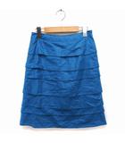 ティアード スカート ひざ丈 無地 シンプル 1 ブルー 青 /FT18