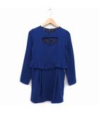 トゥーパーセントトウキョウ 2%TOKYO ワンピース フレア ひざ丈 フロントカットアウト フリル 無地 長袖 F 青 ブルー /NT16