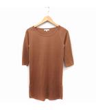 プロポーション ボディドレッシング PROPORTION BODY DRESSING ニット ワンピース 七分袖 ひざ丈 丸首 無地 3 ブラウン 茶 /FT33