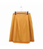 スカート フレア ひざ丈 ウール混 タック サイドジップ 無地 2 黄 イエロー /NT3