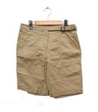 ヒューマンウーマン HUMAN WOMAN ショート パンツ サイドベルト 無地 綿麻 M ベージュ /FT10