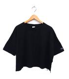 チャンピオン CHAMPION ワイド カット ロゴプリント スリット コットン 綿 ボートネック 七分袖 F 黒 ブラック /NT2