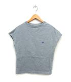 チャンピオン CHAMPION リブ フレンチスリーブ カットソー ロゴ刺繍 プリント コットン 綿 半袖 M グレー /NT30