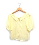 マジェスティックレゴン MAJESTIC LEGON チェック シャツ ブラウス 半袖 リボン シアー F イエロー 黄 /FT22