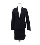 ナチュラルビューティーベーシック NATURAL BEAUTY BASIC スカートスーツ テーラードジャケット フレアスカート ミニ丈 ストライプ ウール S ブラック 黒 /FT10