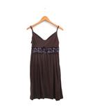 カオン Kaon キャミワンピ ミニ レース リボン コットン ブラウン 茶 /KT26