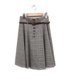 エフデ ef-de グレンチェック フレアスカート ひざ丈 ベルト 9 グレー 灰 /FT5