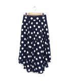 ダブルスタンダードクロージング ダブスタ DOUBLE STANDARD CLOTHING ドット柄 フレアスカート スウィングスカート ロング丈 スリット 36 ネイビー 紺 /FT10