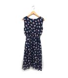 ジルバイジルスチュアート JILL by JILLSTUART フラワープリント シフォン ワンピース フレア ロング ボートネック ノースリーブ FR 紺 ネイビー /NT15