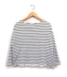 ボーダー Tシャツ 長袖 ロンT バスクシャツ ボートネック コットン 綿 F ホワイト 白 ブラウン 茶 /FT9