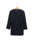 イエナ IENA ツイード ノーカラー コート アウター ウール混 ミドル シングル 黒 ブラック /NT16