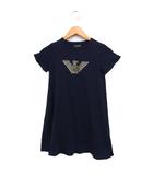 エンポリオアルマーニ EMPORIO ARMANI 国内正規品 子供服 ロゴプリント ワンピース 半袖 ミニ コットン 綿 12 ネイビー 紺 /FT10