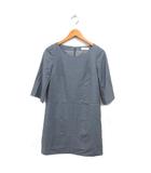 オフオン ofuon フレア ボートネック ワンピース ミニ バックジップ 七分袖 38 グレー /NT12
