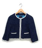 イエナ IENA ノーカラー ジャケット 総裏地 クロップド コットン混 紺 ネイビー /NT11