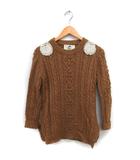 カオン Kaon ケーブル編み ニット セーター ウール フェイクパール リブ アラン模様 長袖 F 茶 ブラウン /NT5