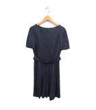 エフデ ef-de タック フレア ワンピース ひざ丈 ウール サイドジップ ラウンドネック 五分袖 13 チャコールグレー /NT11