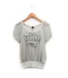 ベアトリス BEATRICE タグ付き カットソー Tシャツ 半袖 コットン フリル シンプル 38 グレー 灰 /KT11