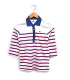 ラコステ LACOSTE 国内正規品 ボーダー柄 ポロシャツ 7分袖 コットン 綿 40 ホワイト 白 ピンク /FT21