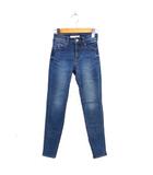 スキニー デニム ジーンズ ひげ加工 ストレッチ コットン混 ジップフライ XXS 青 ブルー /NT2