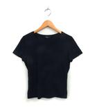 ラウンドネック カットソー Tシャツ コットン 綿 ストレッチ 半袖 L 黒 ブラック /NT21
