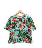 カットソー Tシャツ 半袖 コットン 花柄 38 グリーン 緑 /KT2