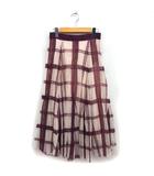 スナイデル SNIDEL チュール レース フレア スカート マキシ チェック サイドジップ 1 バーガンディ /NT17