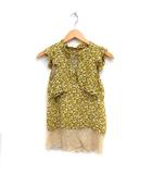 カオン Kaon 花柄 シルク ブラウス ケープカラー ノースリーブ 裾レース 36 イエロー 黄 /FT37