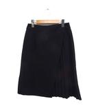 フレアスカート ひざ丈 切替プリーツ 無地 2 ブラック 黒 /FT38