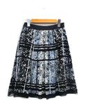 フレア スカート ミニ 花柄 2 ブラック 黒 /KT5