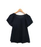 ブラウス シャツ 半袖 ギャザー シンプル 2 ネイビー 紺 /KT18