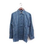 ダックス DAKS チェック シャツ ブラウス 長袖 コットン 綿 M サックスブルー 青 /FT28