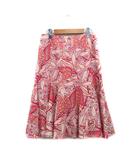 セブンアイディコンセプト 7-IDconcept フレア スカート ロング ウール ペイズリー柄 38 オレンジ 橙色 /KT22