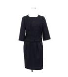 アナイ ANAYI スカートスーツ セットアップ ノーカラー ショート ジャケット スカート ミニ タイト タック 36 黒 ブラック /NT34