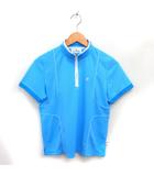 クレージュ courreges sport futur テニスウェア ポロシャツ ロゴ リブ モックネック 半袖 40 ライトブルー /NT31