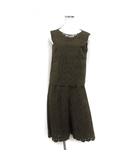 エフデ ef-de セットアップ レース ブラウス ノースリーブ ガウチョパンツ コットン 綿 9 ディープグリーン 深緑 /FT1