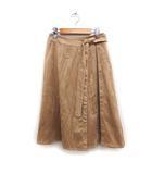 エフデ ef-de NECOBRAND スエードライク ラップ フレアスカート ミディ丈 無地 9 ベージュ /FT10