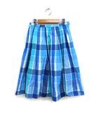 エフデ ef-de NECOBRAND チェック柄 タック フレアスカート ひざ丈 コットン 綿 9 ブルー 青 /FT12