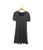 エフデ ef-de ドット柄 フレア ワンピース 半袖 ロング オーバルネック 9 ブラック 黒 /FT15