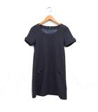 エフデ ef-de ウール ワンピース 半袖 ひざ丈 無地 9 グレー 灰 /FT19