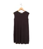 エフデ ef-de ニット ワンピース ひざ丈 ノースリーブ 無地 9 ブラウン 茶 /FT29