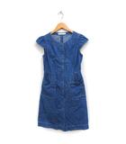 エフデ ef-de ソフトデニム フロントボタン ワンピース キャップスリーブ ひざ丈 フレア コットン 綿 9 ブルー 青 /FT33