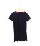 チュニック ワンピース レース ボートネック スリット 半袖 36 黒 ブラック /TT