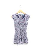 ギルドプライム GUILD PRIME ワンピース ミニ ロンパース ペイズリー柄 フレア キャップスリーブ 36 アイボリー ワインレッド 赤紫 /TT