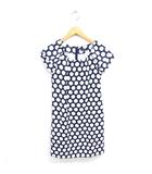 ワンピース ひざ丈 水玉 プルオーバー ラグランスリーブ 半袖 36 ネイビー ホワイト 紺 白 /TT
