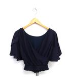 ギルドプライム GUILD PRIME ブラウス 前後2way カシュクール コルセット風 プルオーバー 半袖 34 ネイビー 紺 /TT